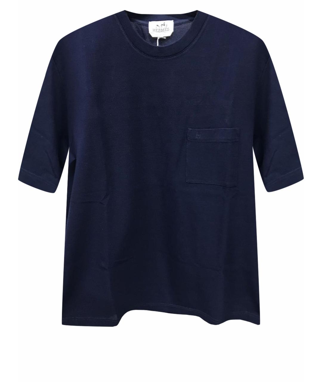 HERMES PRE-OWNED Темно-синяя хлопковая футболка, фото 1