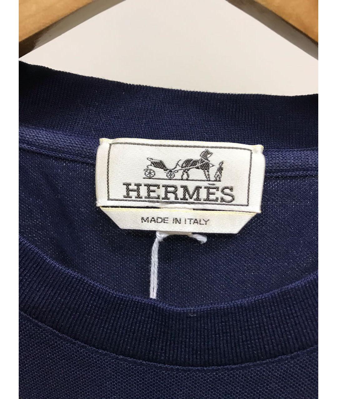 HERMES PRE-OWNED Темно-синяя хлопковая футболка, фото 2