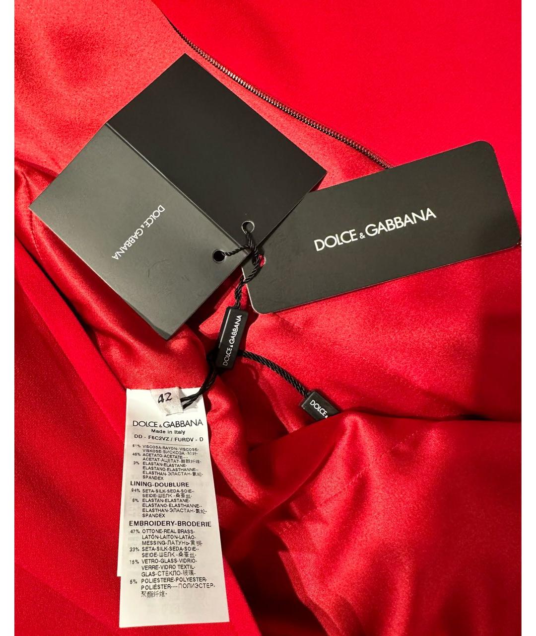 DOLCE&GABBANA Красное вискозное платье, фото 7