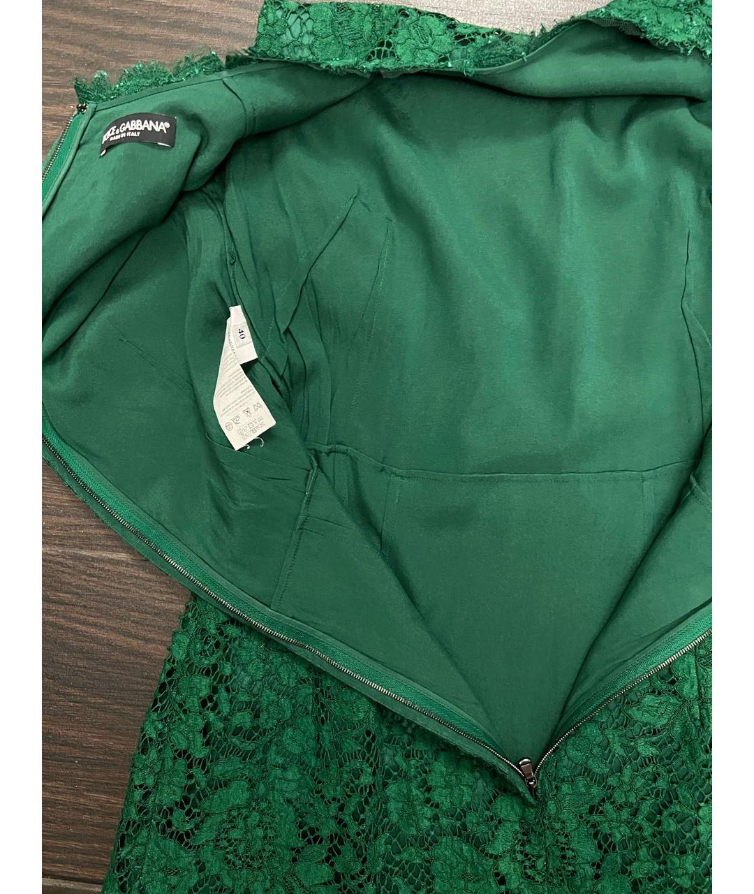 DOLCE&GABBANA Зеленые кружевное коктейльное платье, фото 3