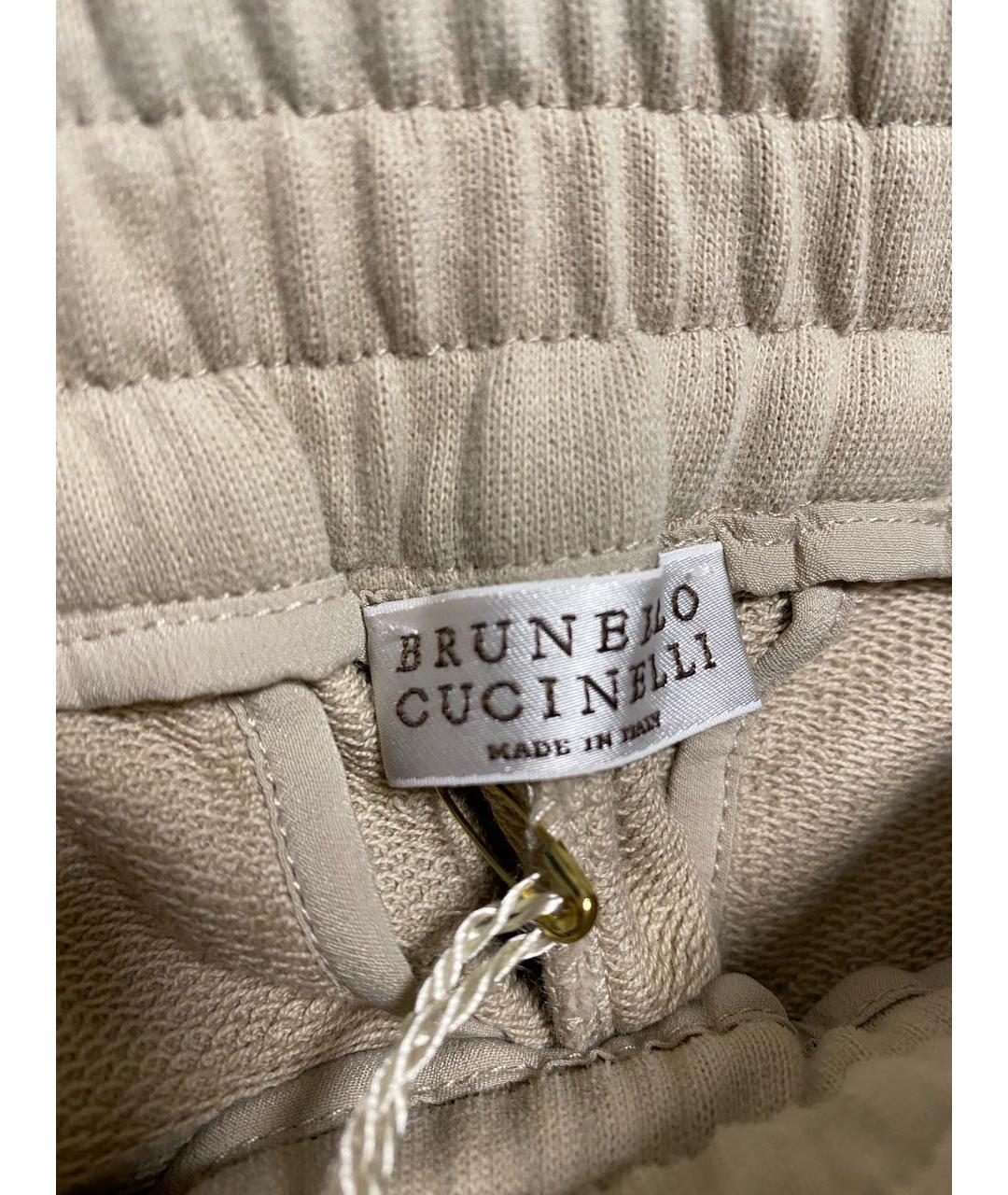 BRUNELLO CUCINELLI Бежевые хлопковые спортивные брюки и шорты, фото 3