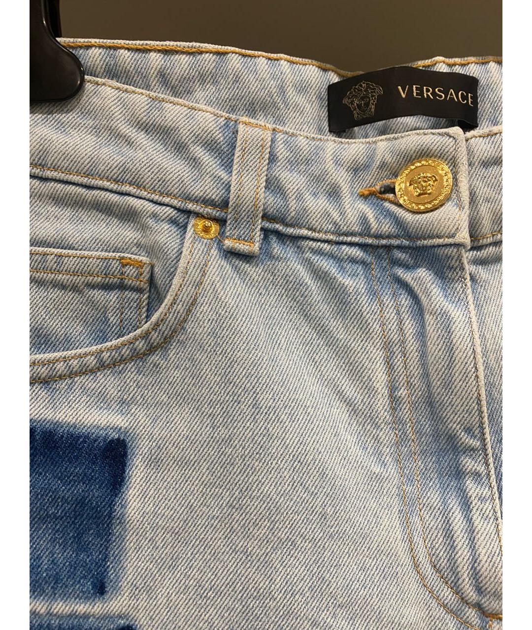 VERSACE Голубые прямые джинсы, фото 8