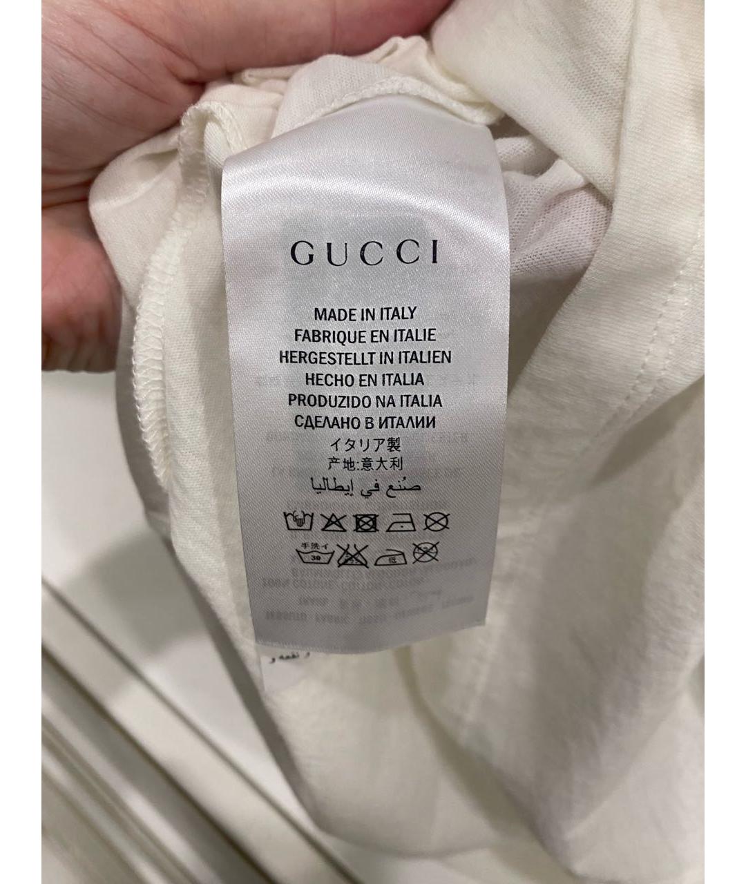 GUCCI Белая хлопковая футболка, фото 6