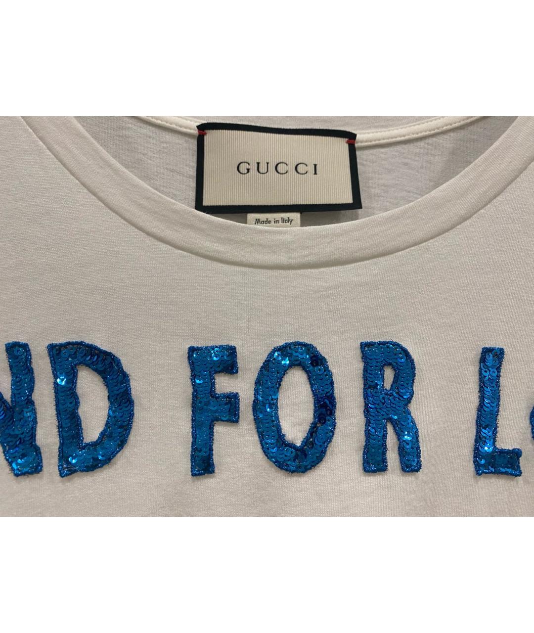 GUCCI Белая хлопковая футболка, фото 4