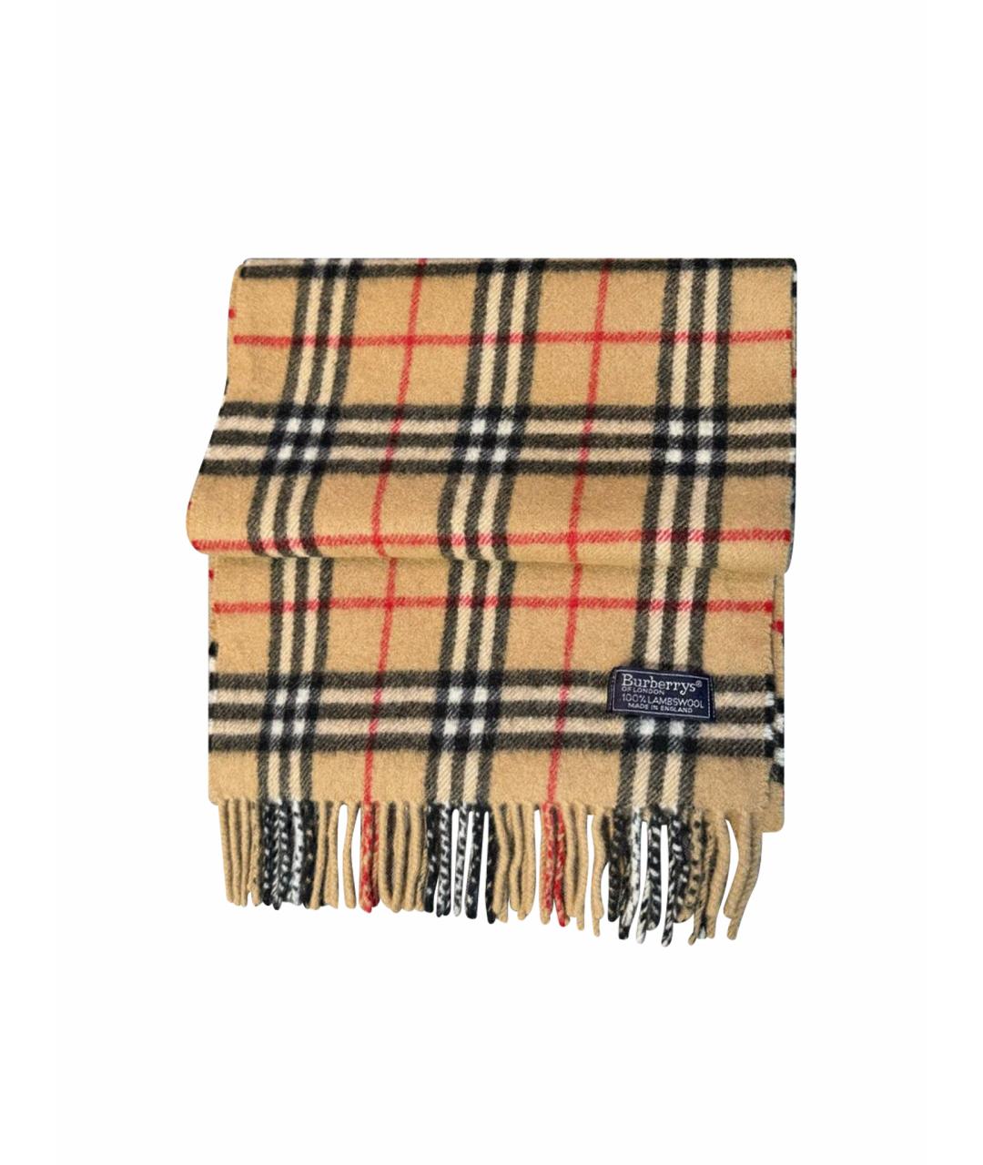 BURBERRY Бежевый шерстяной шарф, фото 1