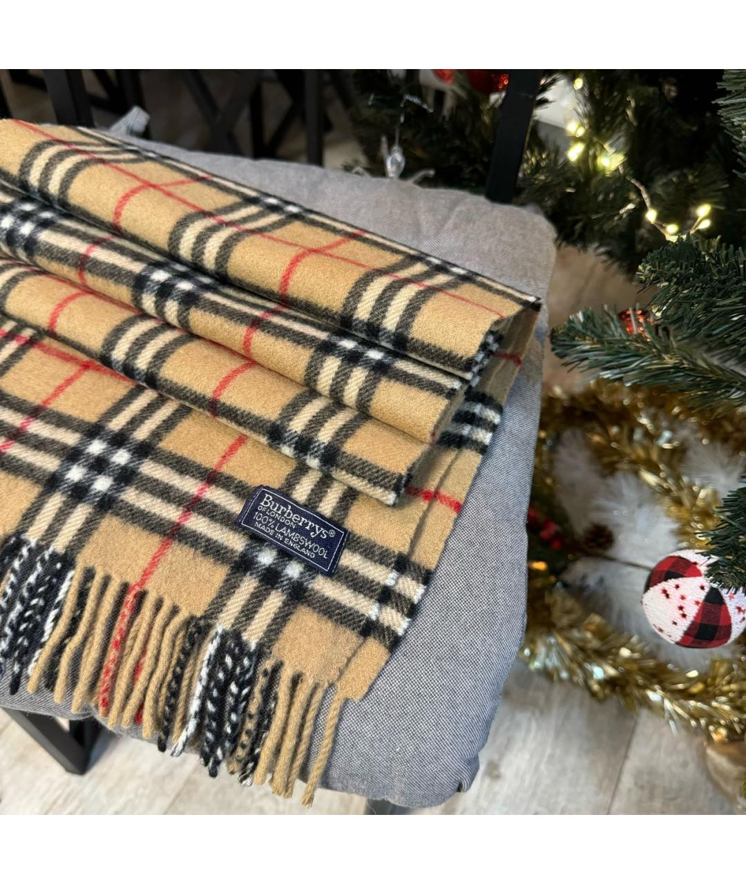 BURBERRY Бежевый шерстяной шарф, фото 2