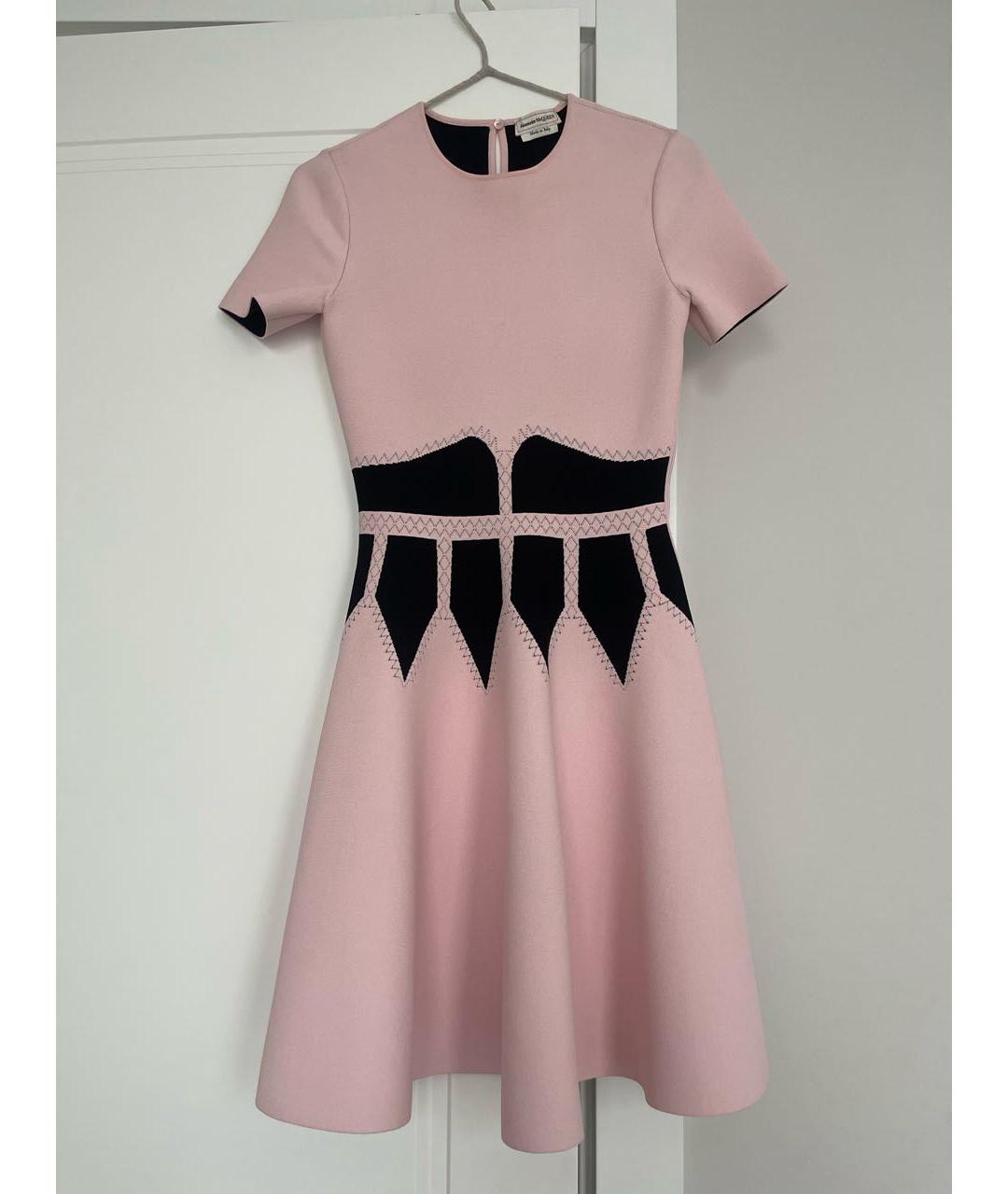 ALEXANDER MCQUEEN Розовое вискозное коктейльное платье, фото 8