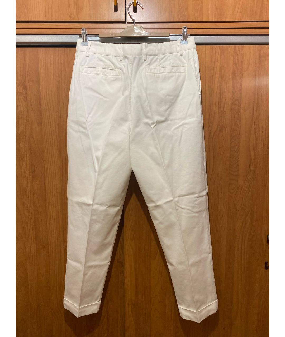 BRUNELLO CUCINELLI Белые хлопковые повседневные брюки, фото 2