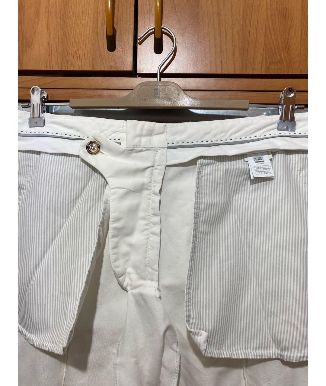 BRUNELLO CUCINELLI Белые хлопковые повседневные брюки, фото 4