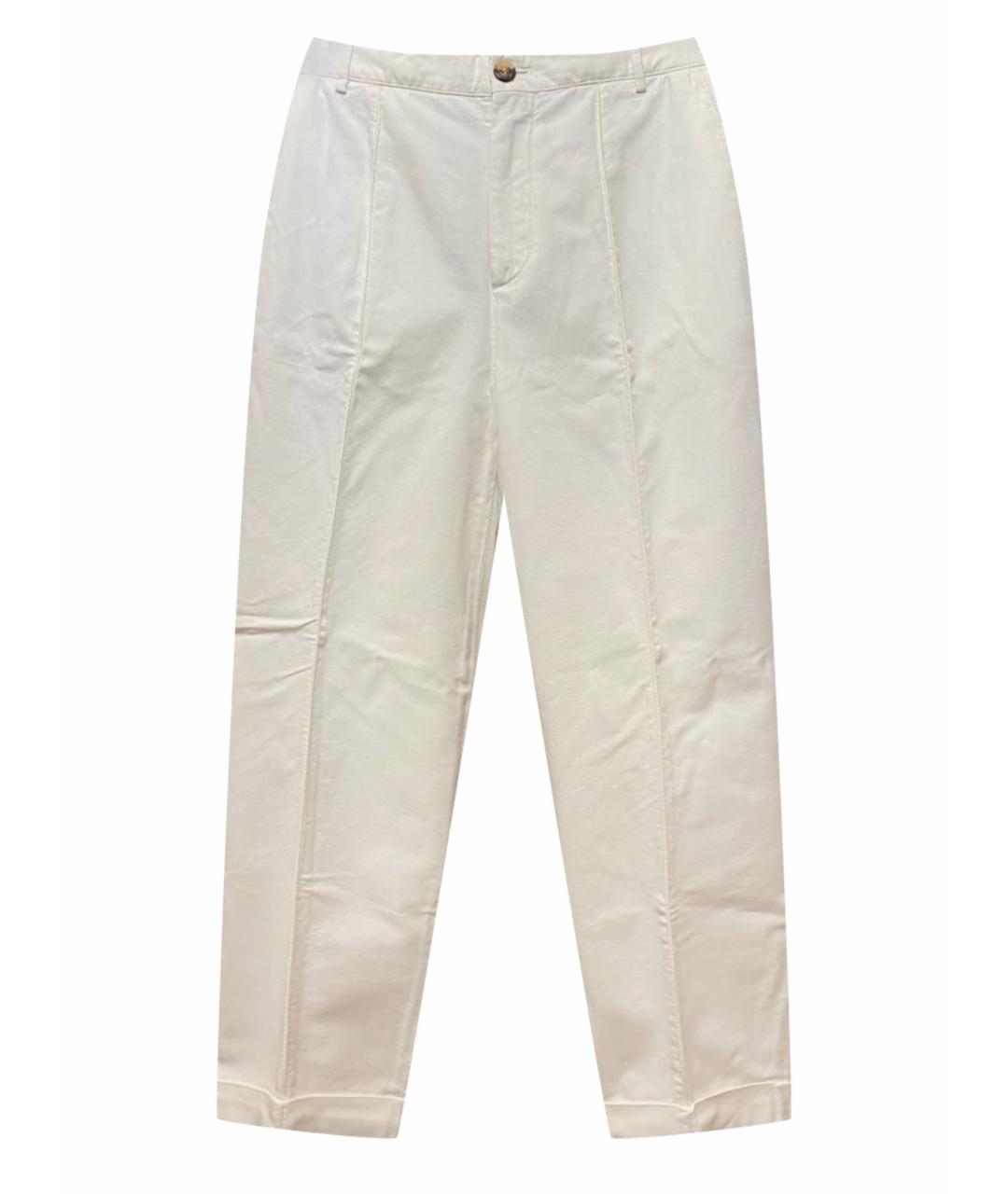 BRUNELLO CUCINELLI Белые хлопковые повседневные брюки, фото 1