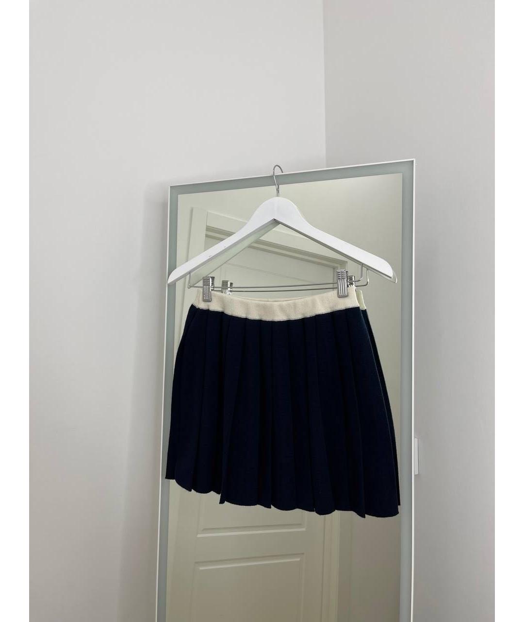 MIU MIU Темно-синий шерстяной костюм с юбками, фото 2