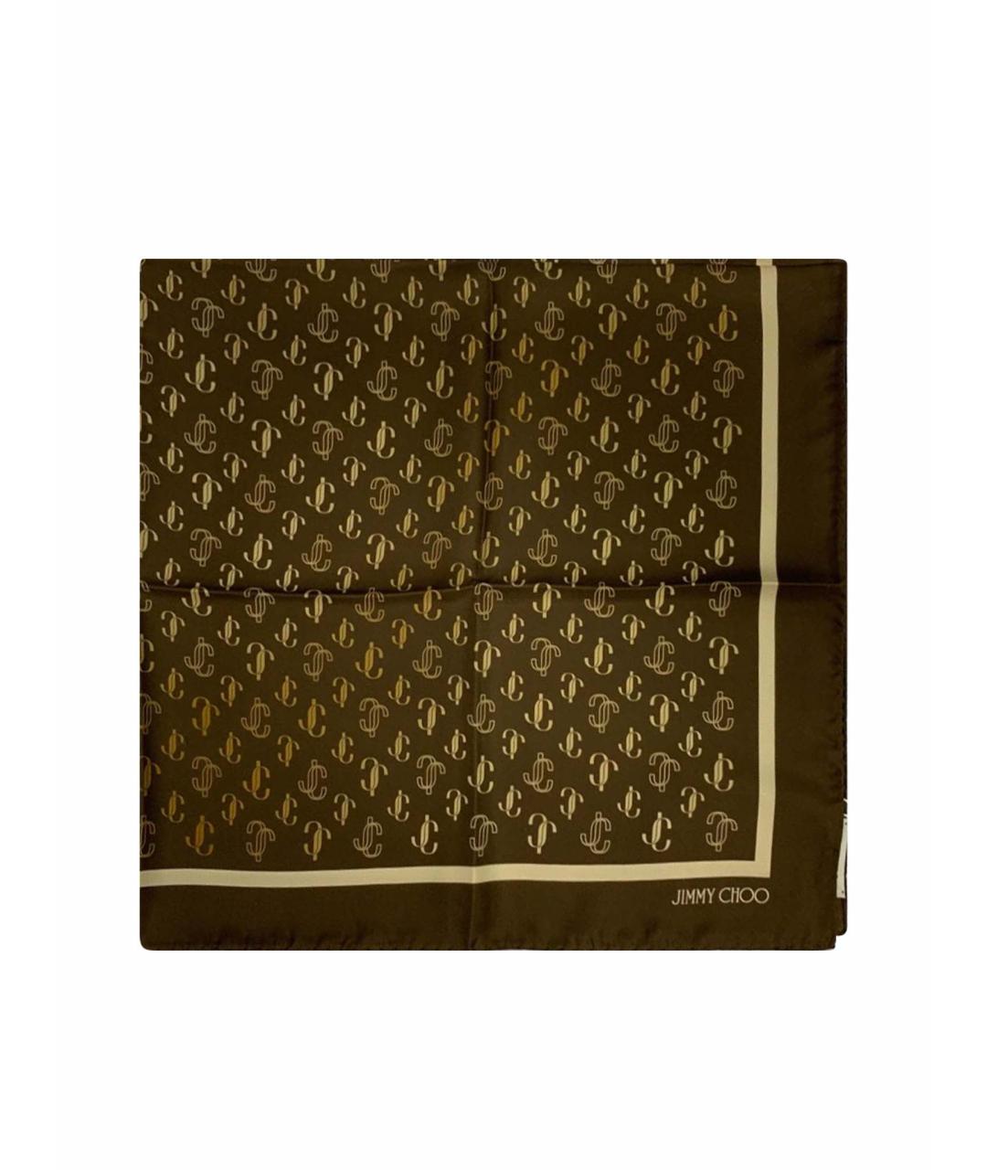 JIMMY CHOO Коричневый шелковый платок, фото 1