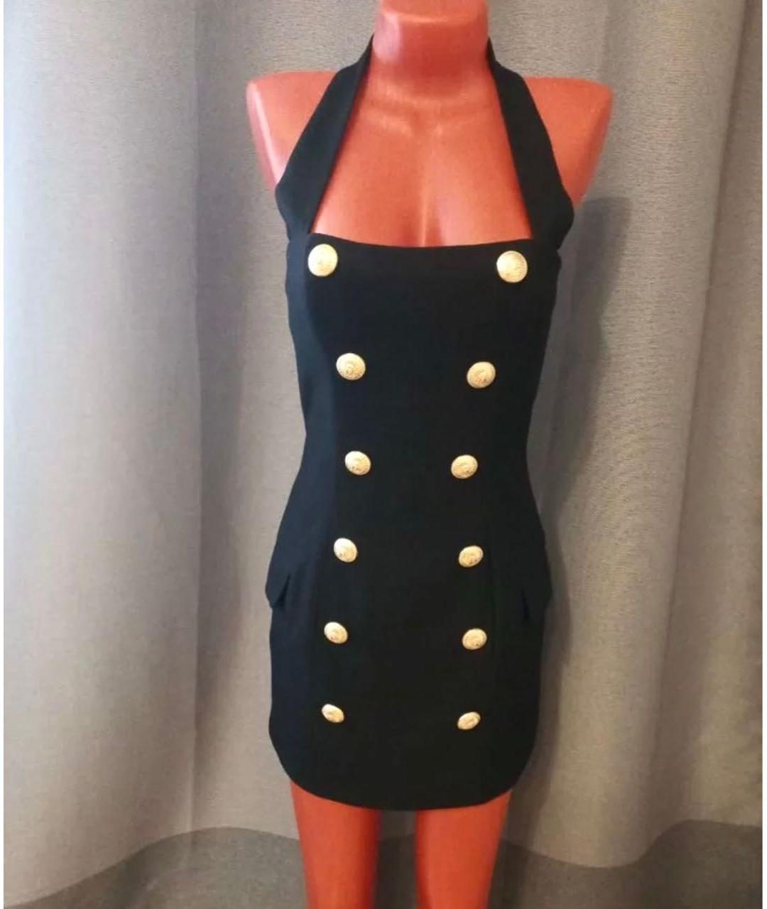 BALMAIN Черное вискозное коктейльное платье, фото 8