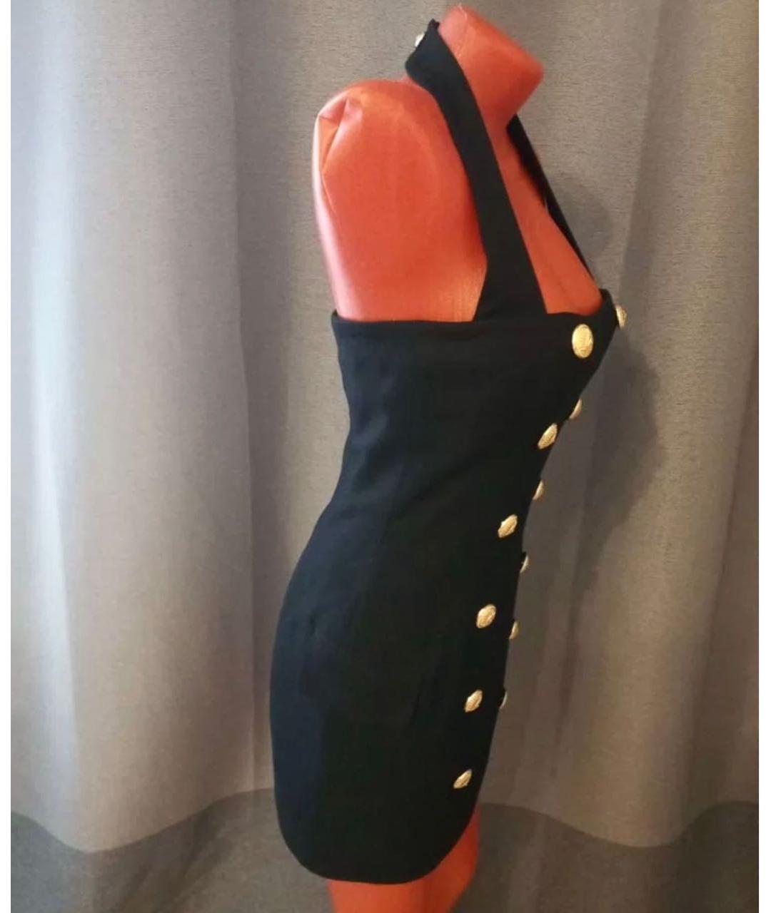 BALMAIN Черное вискозное коктейльное платье, фото 2