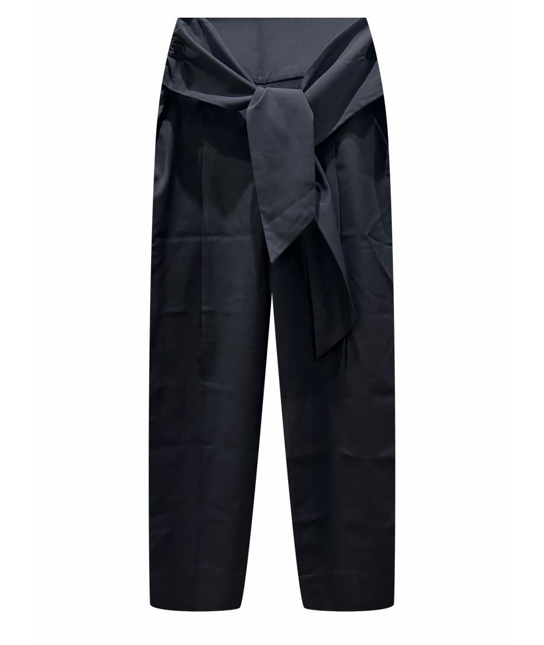 BRUNELLO CUCINELLI Темно-синие шерстяные прямые брюки, фото 1