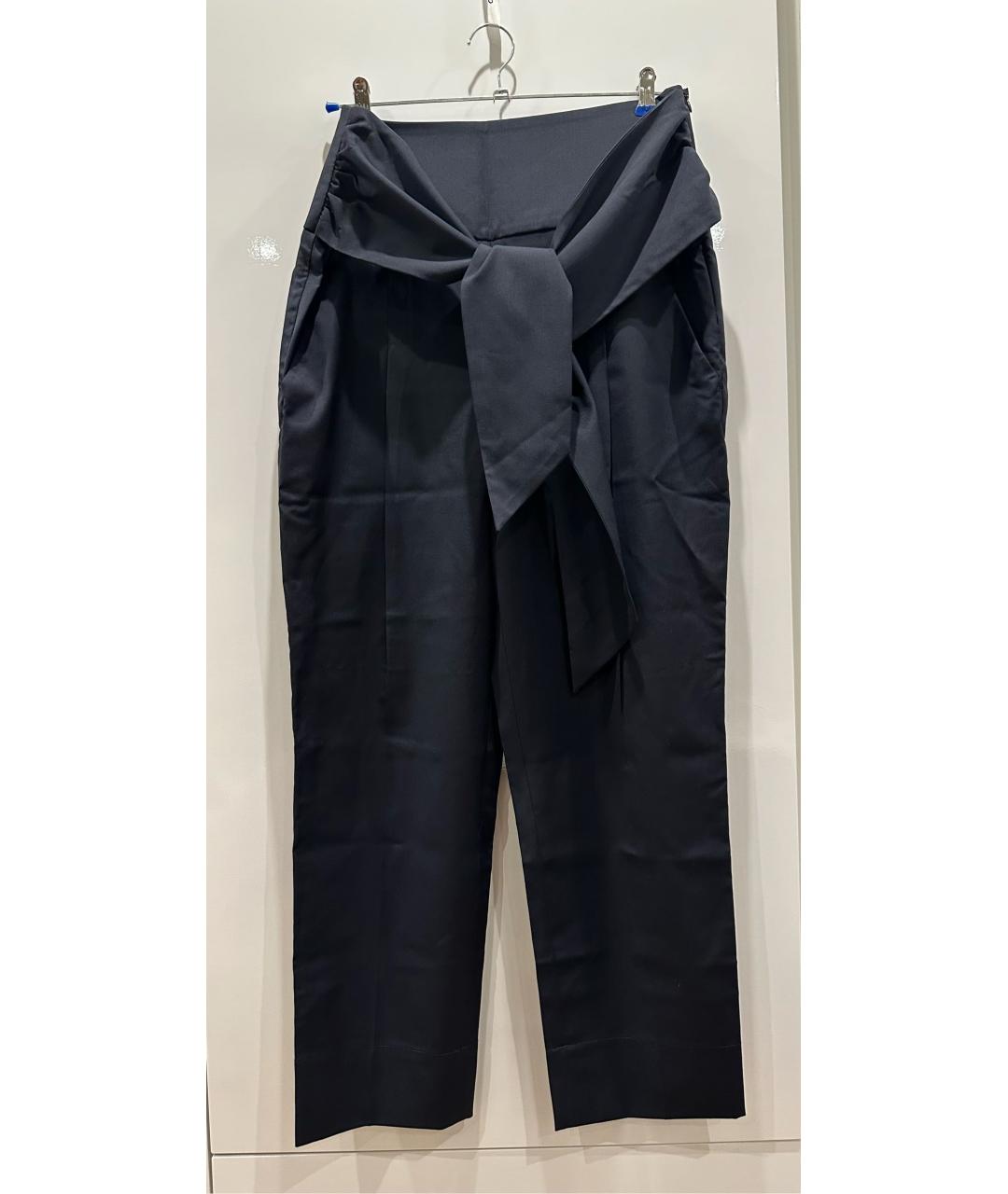 BRUNELLO CUCINELLI Темно-синие шерстяные прямые брюки, фото 5