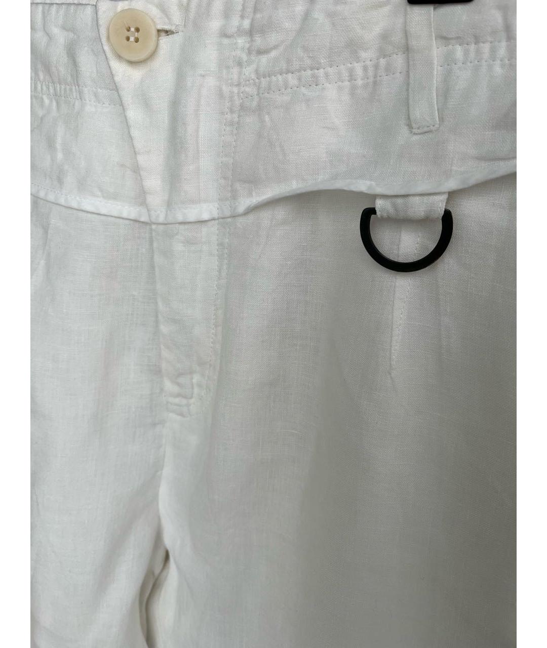 ISABEL BENENATO Белые льняные повседневные брюки, фото 5