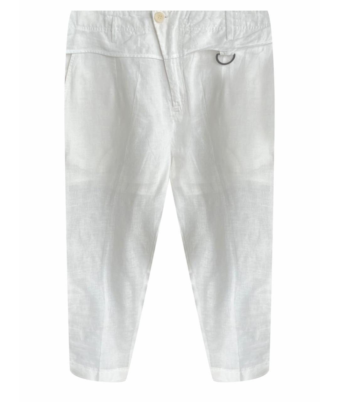 ISABEL BENENATO Белые льняные повседневные брюки, фото 1