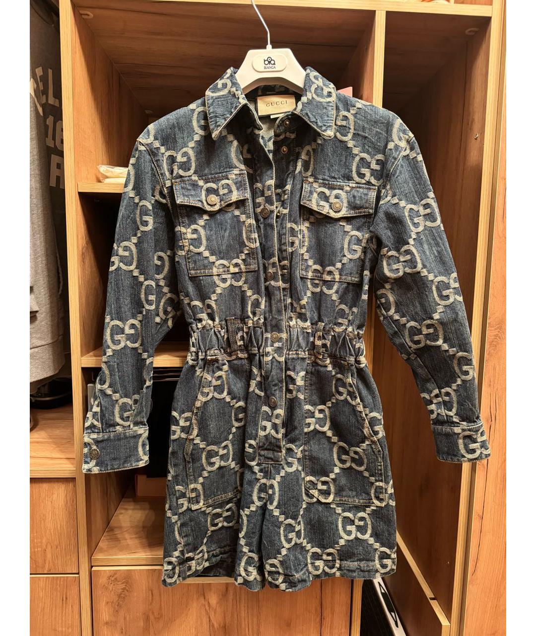 GUCCI Синий деним комбинезон, фото 3