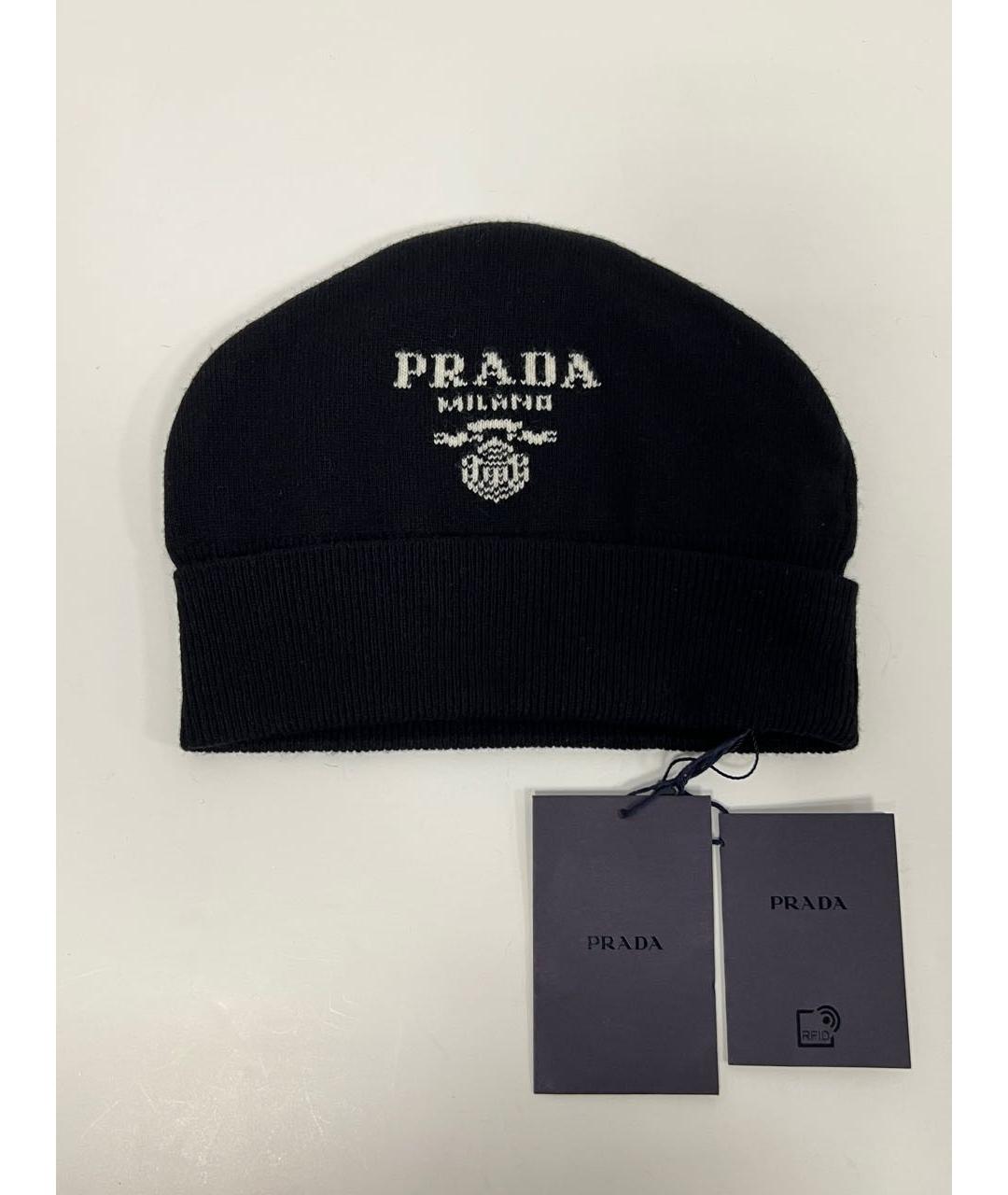 PRADA Черная кашемировая шапка, фото 4