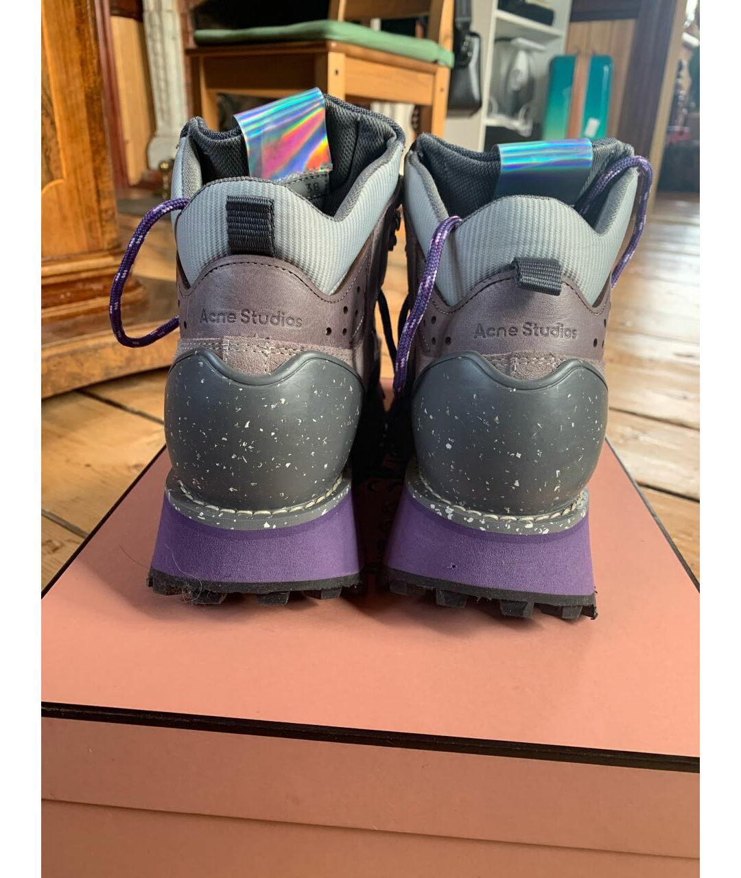 ACNE STUDIOS Фиолетовые замшевые ботинки, фото 4