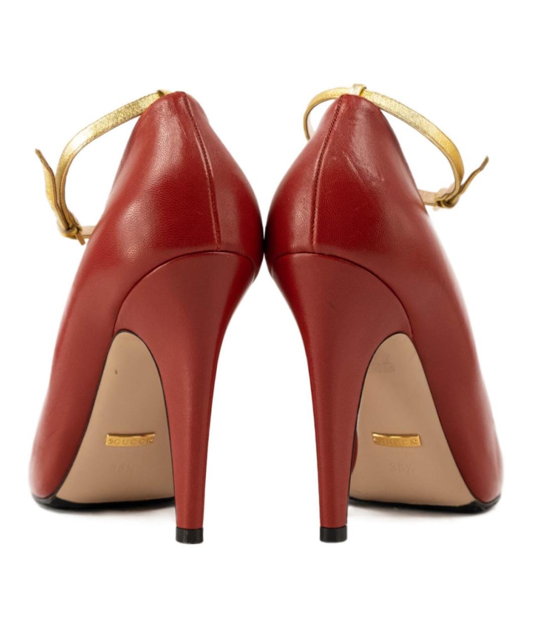 GUCCI Красные кожаные босоножки, фото 3