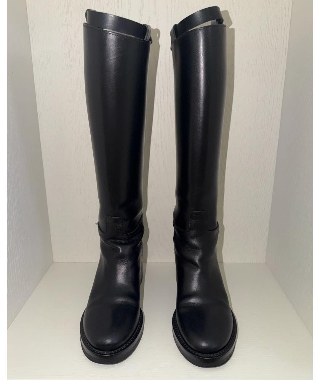 ANN DEMEULEMEESTER Черные кожаные сапоги, фото 2