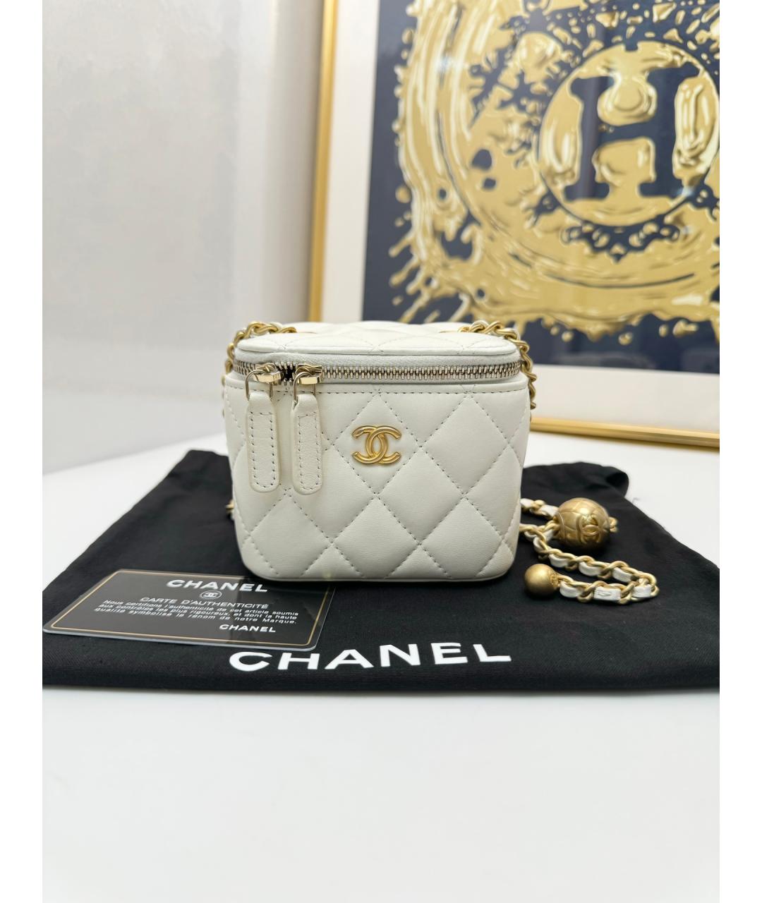 CHANEL Белая сумка через плечо из искусственной кожи, фото 6