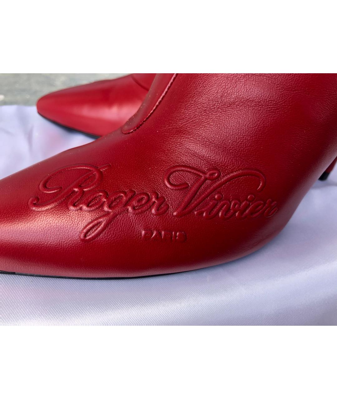 ROGER VIVIER Бордовые кожаные ботильоны, фото 3