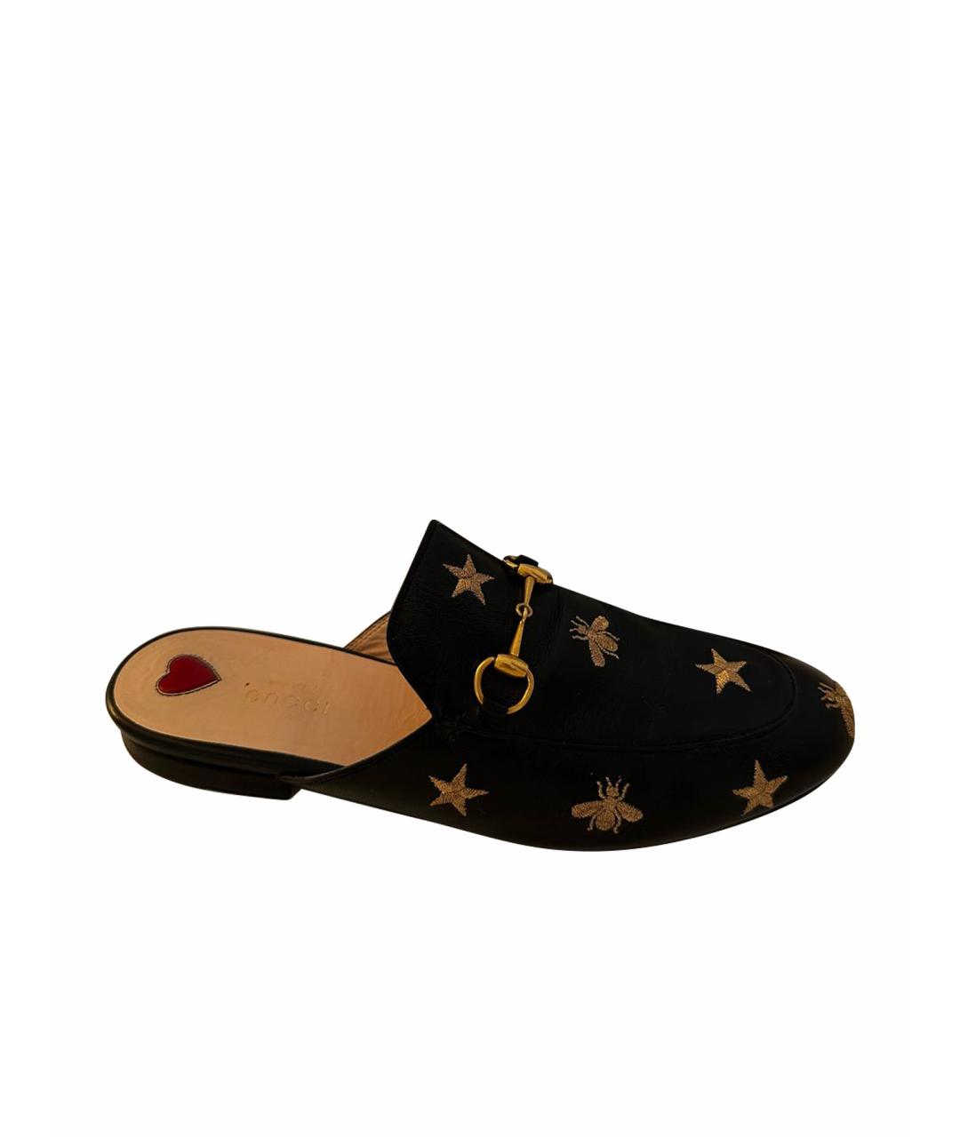 GUCCI Черные кожаные мюли, фото 1