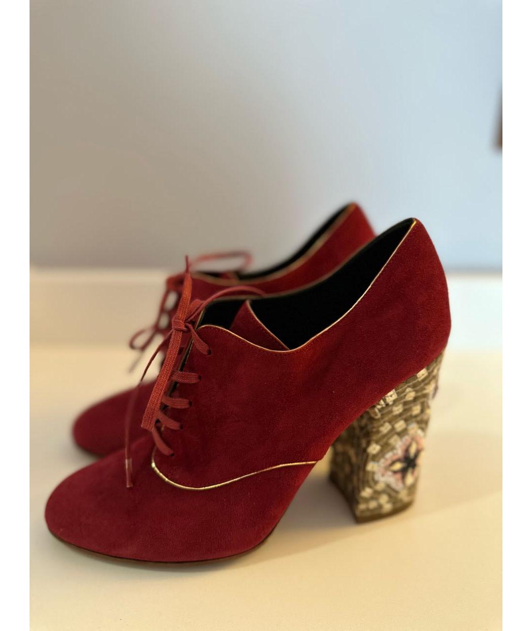 DOLCE&GABBANA Бордовые замшевые ботинки, фото 7