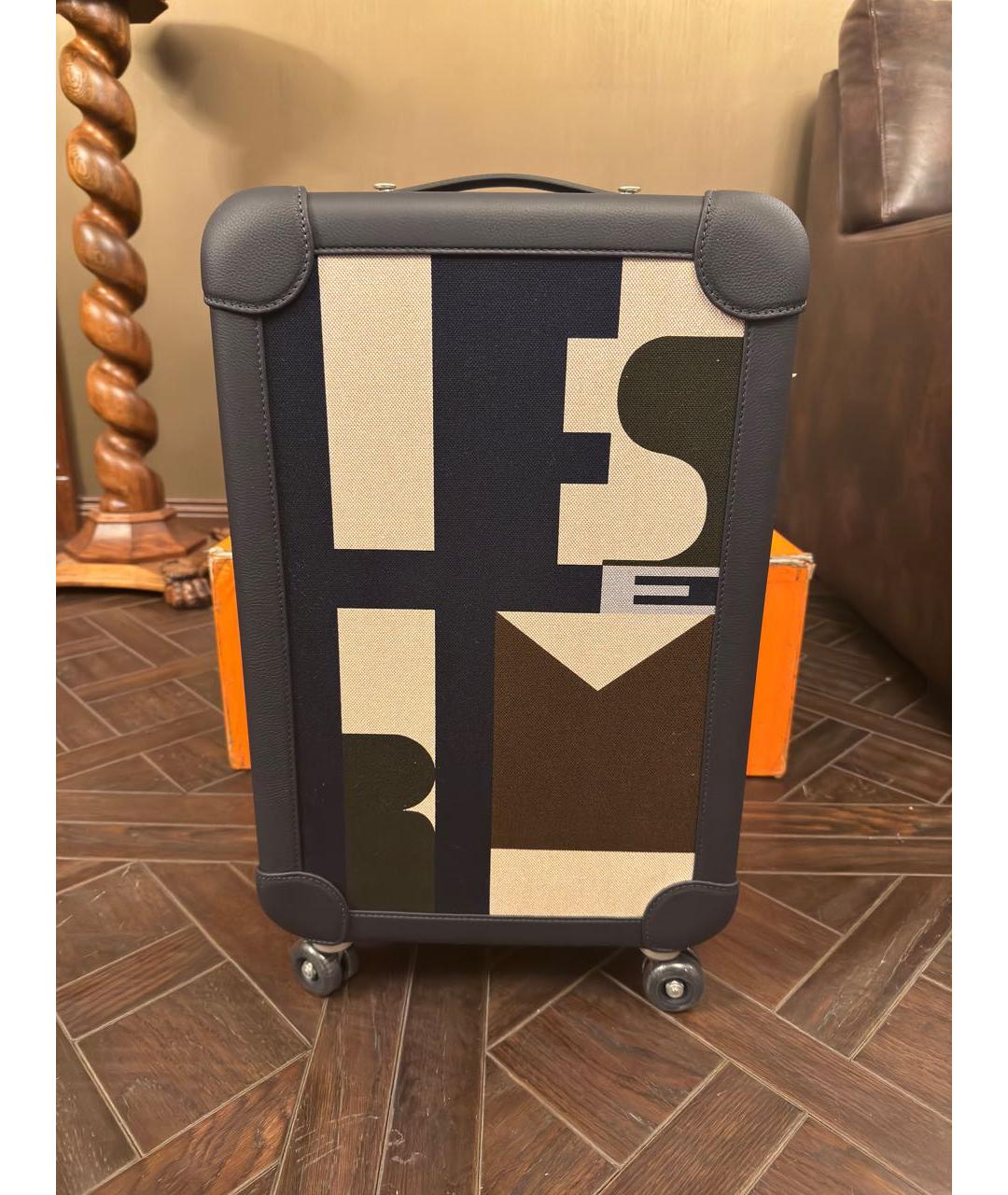 HERMES PRE-OWNED Темно-синий кожаный чемодан, фото 9