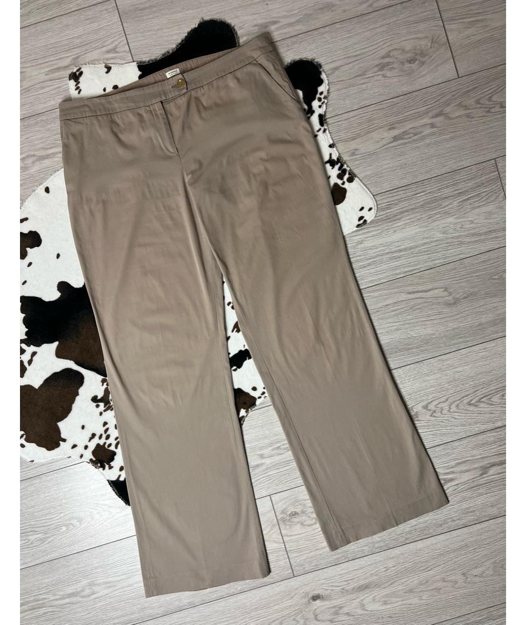 AGNONA Бежевые хлопко-эластановые прямые брюки, фото 6