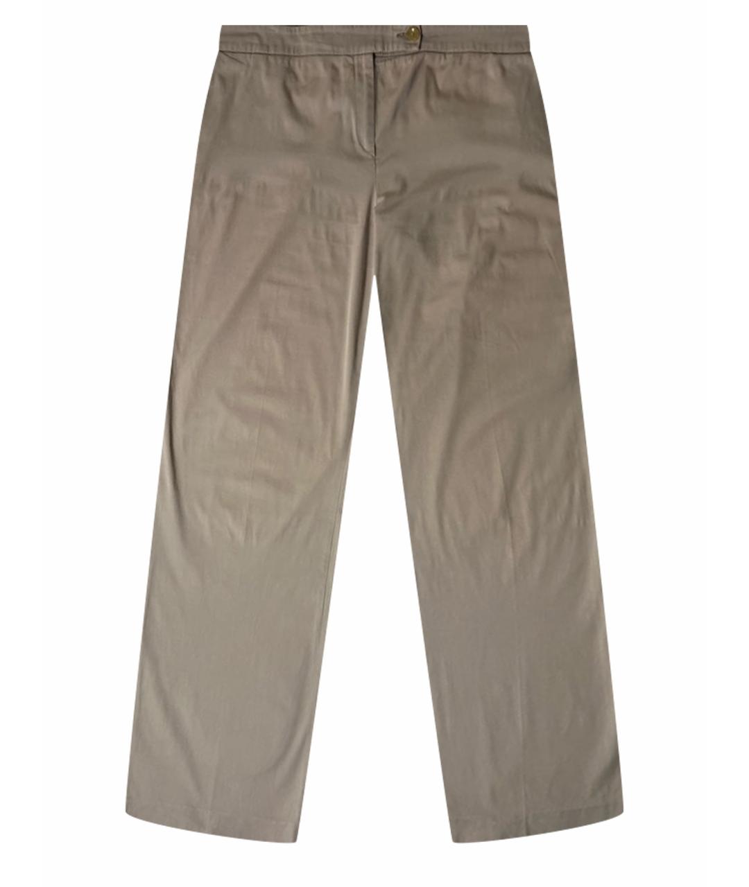 AGNONA Бежевые хлопко-эластановые прямые брюки, фото 1