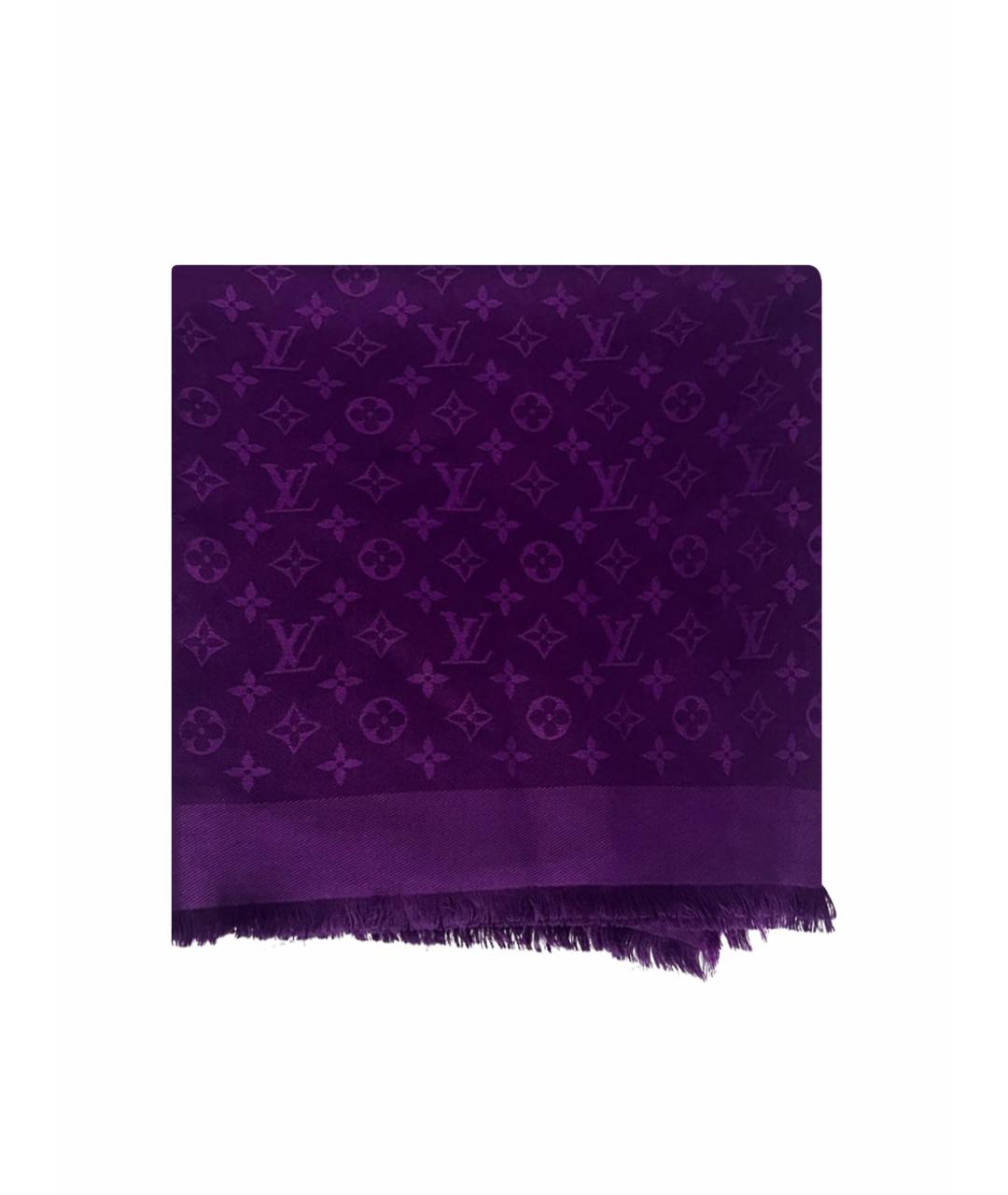 LOUIS VUITTON PRE-OWNED Фиолетовый шелковый платок, фото 1