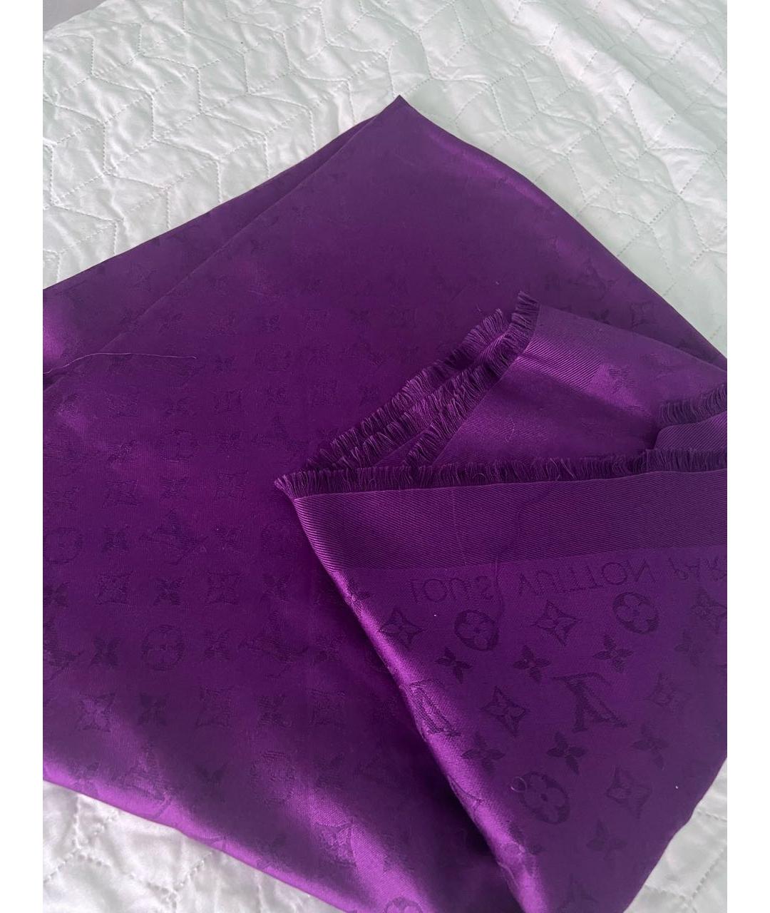 LOUIS VUITTON PRE-OWNED Фиолетовый шелковый платок, фото 2