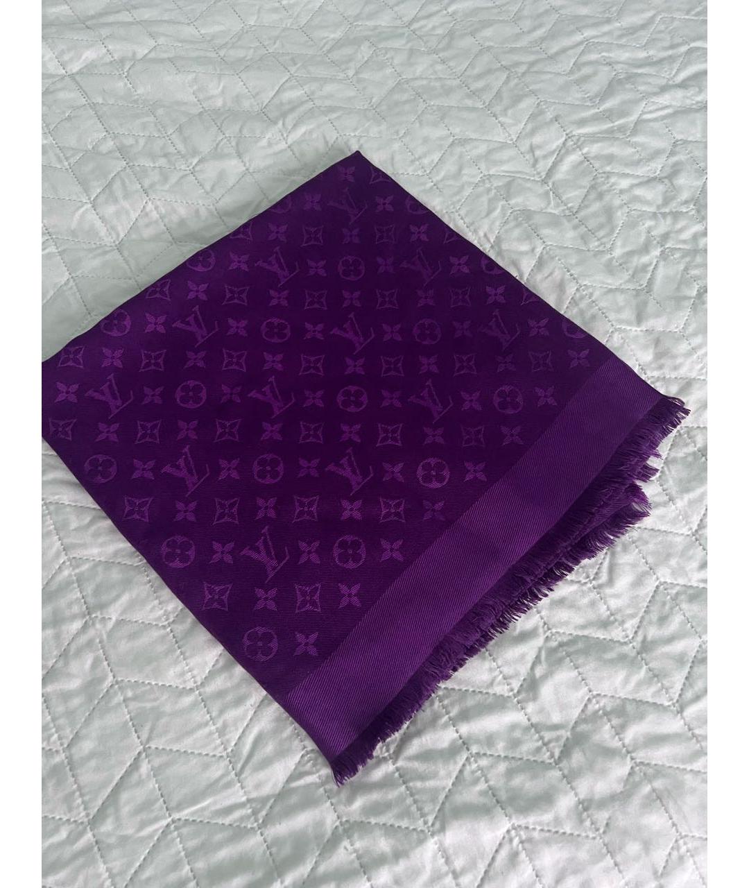 LOUIS VUITTON PRE-OWNED Фиолетовый шелковый платок, фото 4