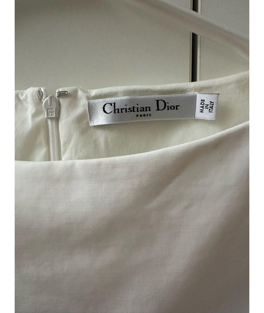 CHRISTIAN DIOR Белое хлопковое повседневное платье, фото 4