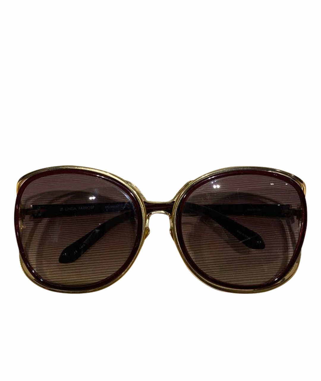 LINDA FARROW Коричневые пластиковые солнцезащитные очки, фото 1