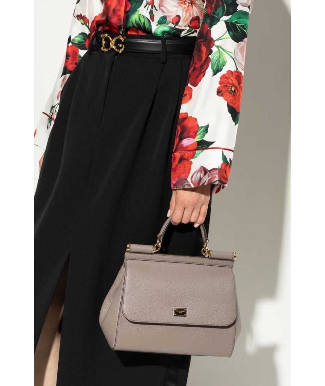 DOLCE&GABBANA Серая кожаная сумка через плечо, фото 6