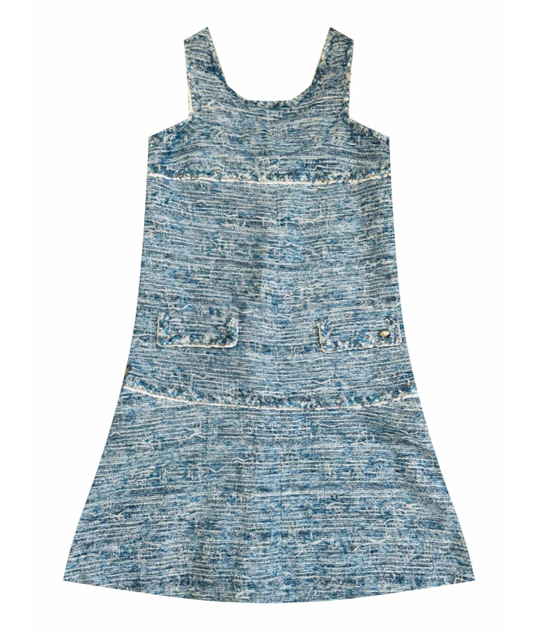 CHANEL PRE-OWNED Голубое твидовое повседневное платье, фото 1
