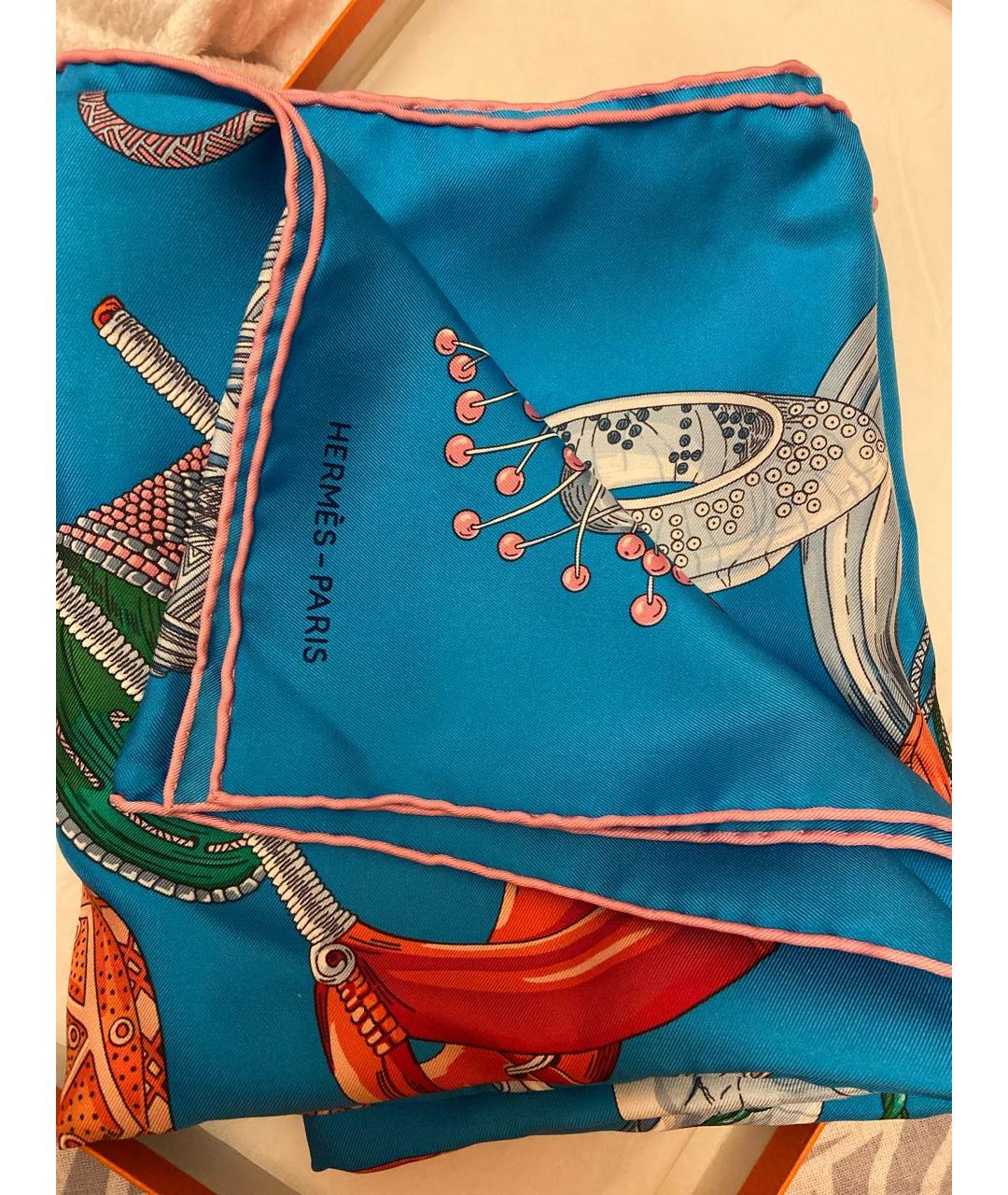 HERMES PRE-OWNED Голубой шелковый платок, фото 4