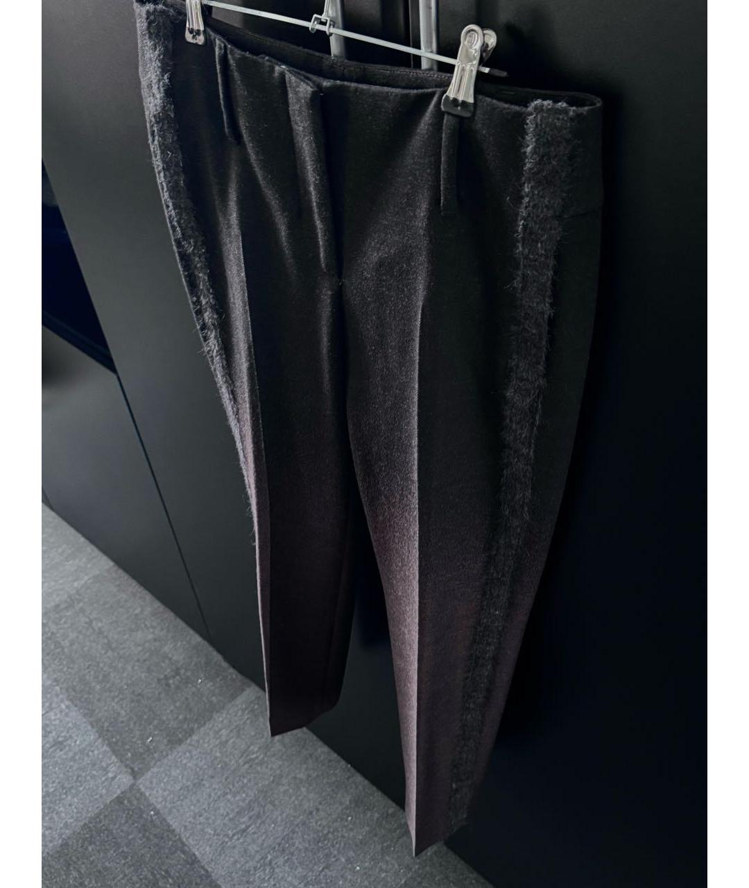 BRUNELLO CUCINELLI Антрацитовые шерстяные прямые брюки, фото 2