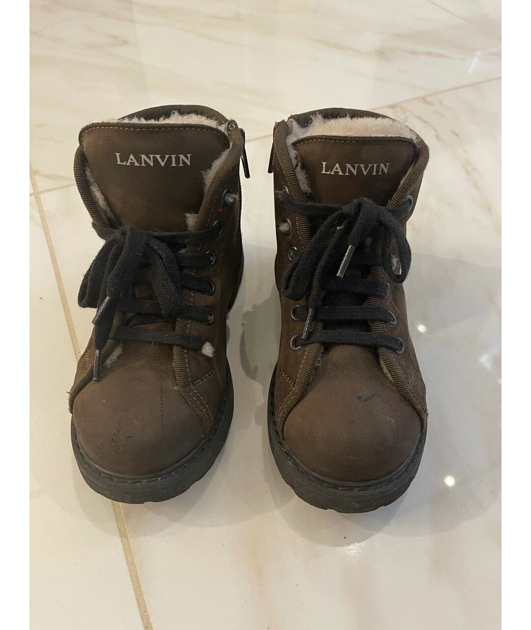 LANVIN Коричневые замшевые ботинки, фото 7