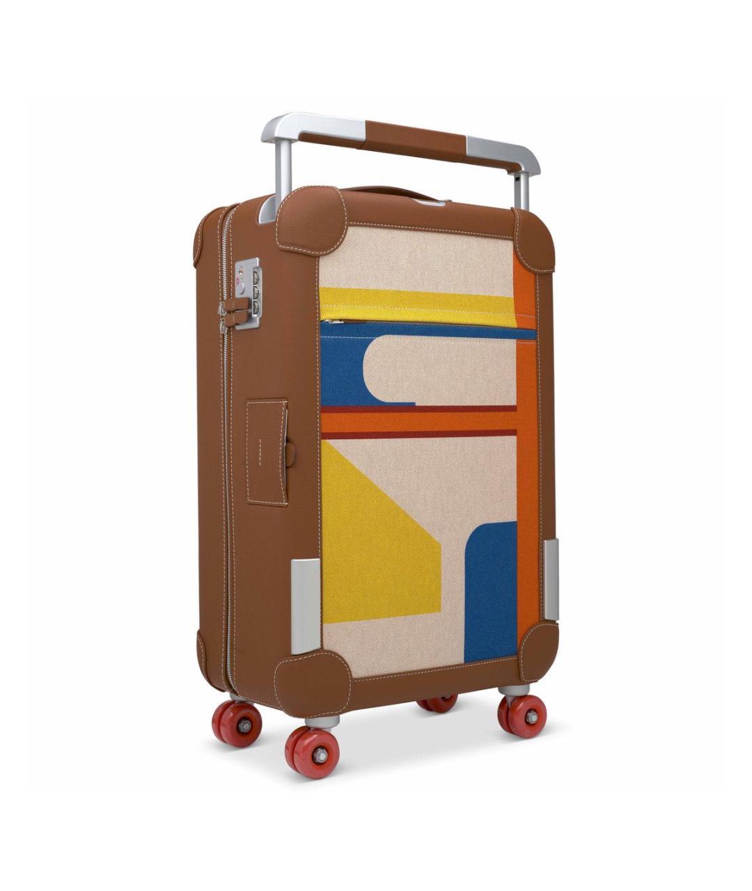 HERMES Коричневый кожаный чемодан, фото 2