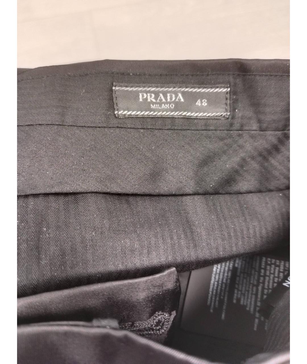 PRADA Черные полиамидовые повседневные брюки, фото 6