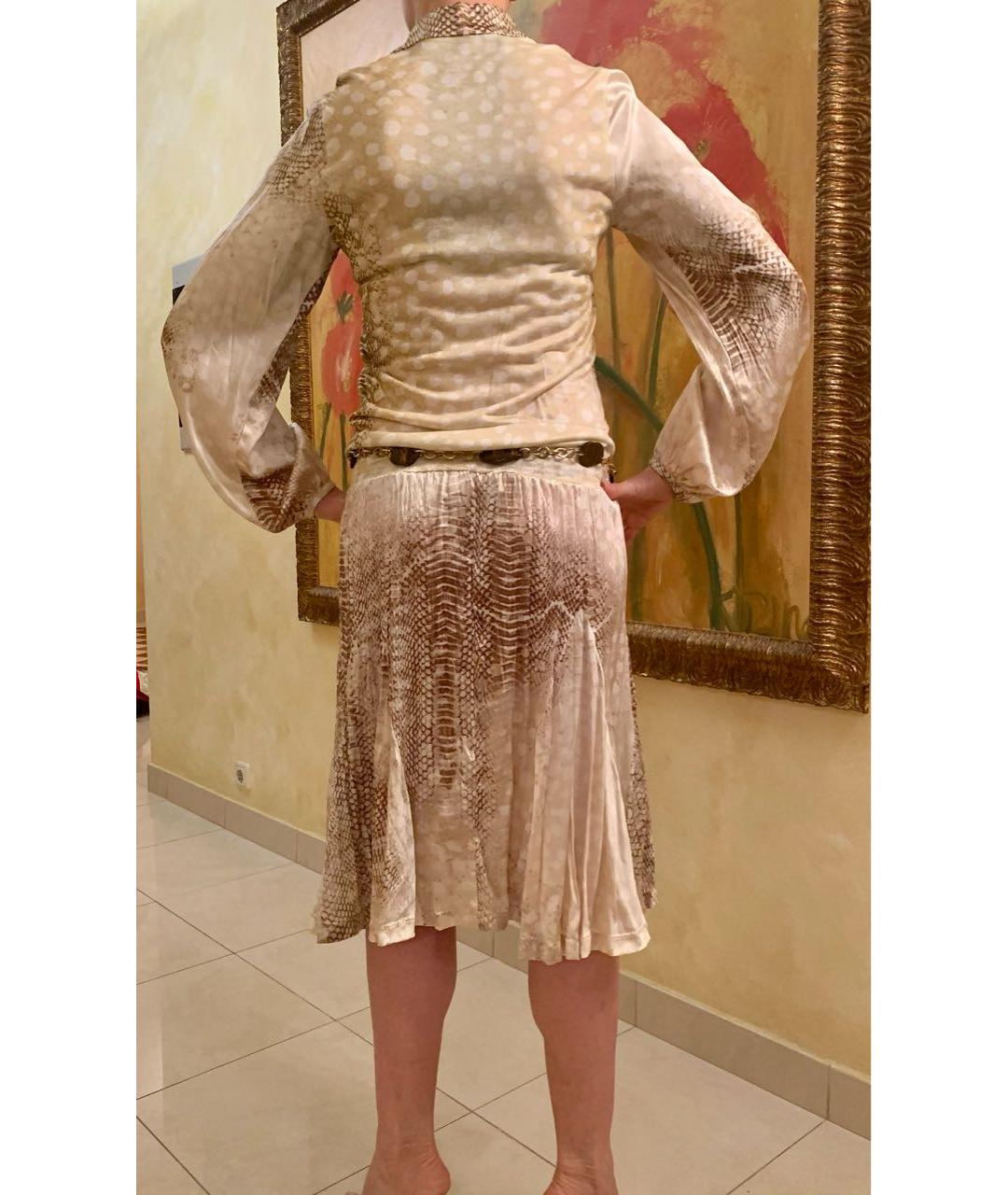 ROBERTO CAVALLI Бежевое шелковое платье, фото 7