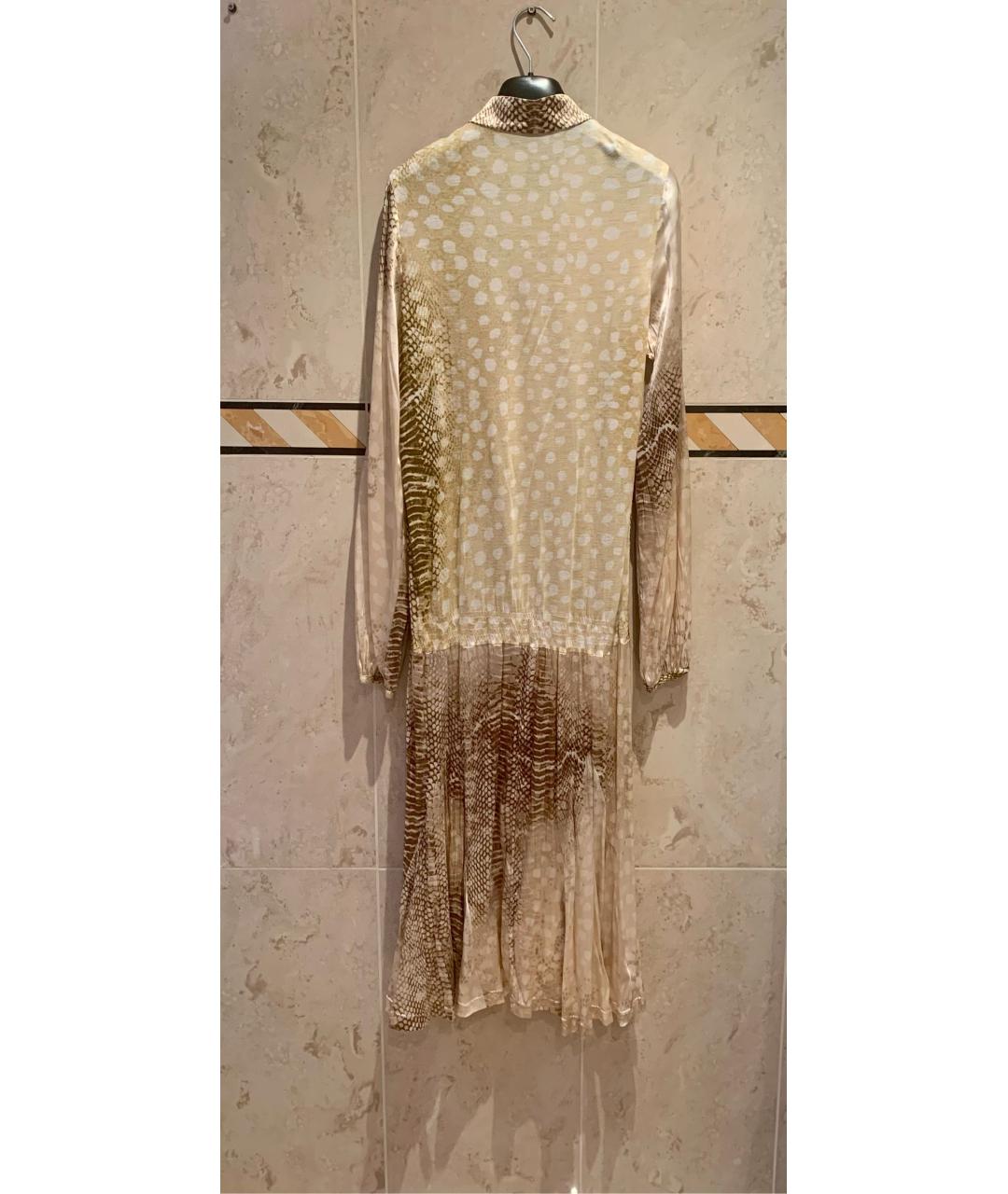 ROBERTO CAVALLI Бежевое шелковое платье, фото 2