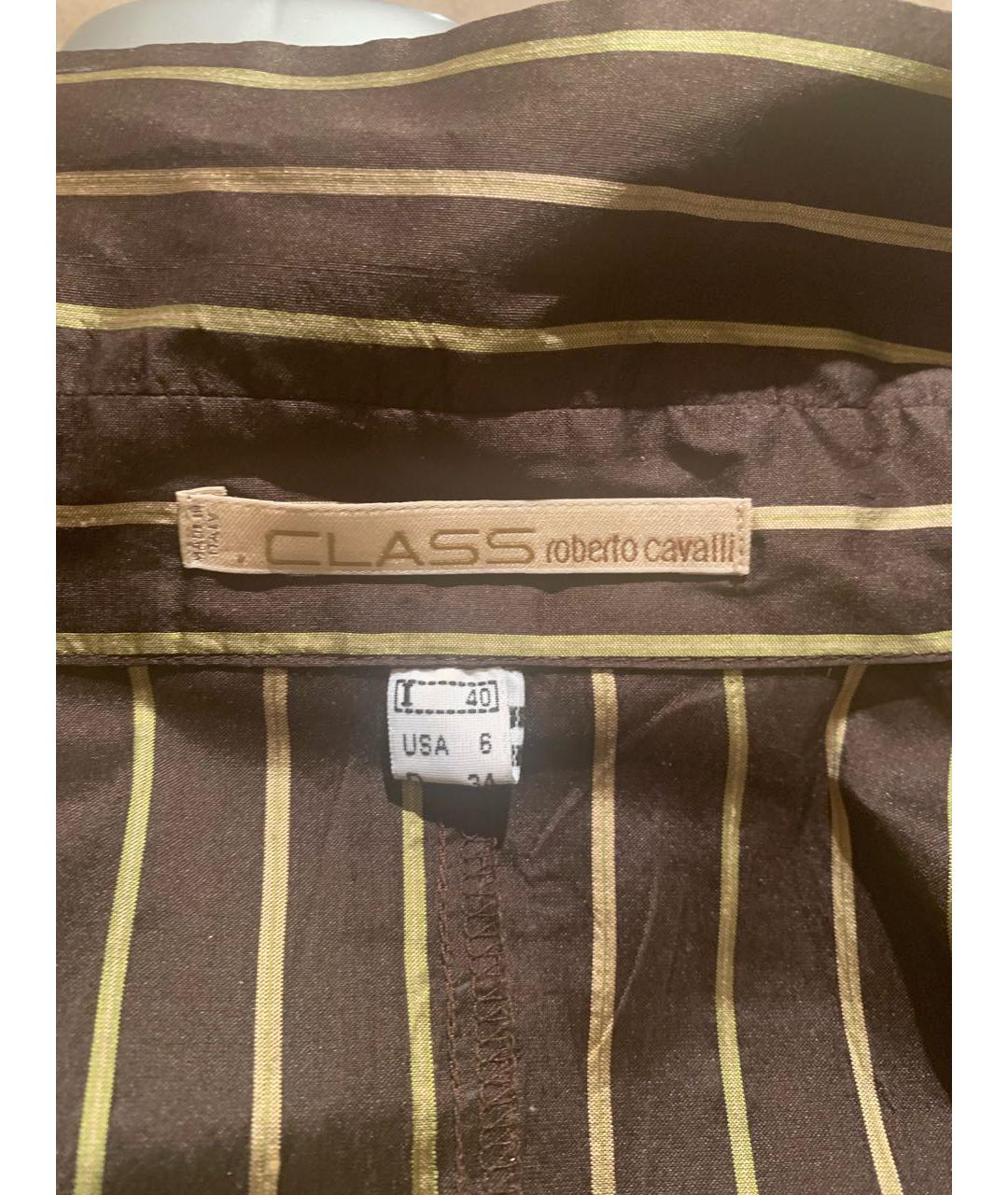 CAVALLI CLASS Коричневая шелковая блузы, фото 4