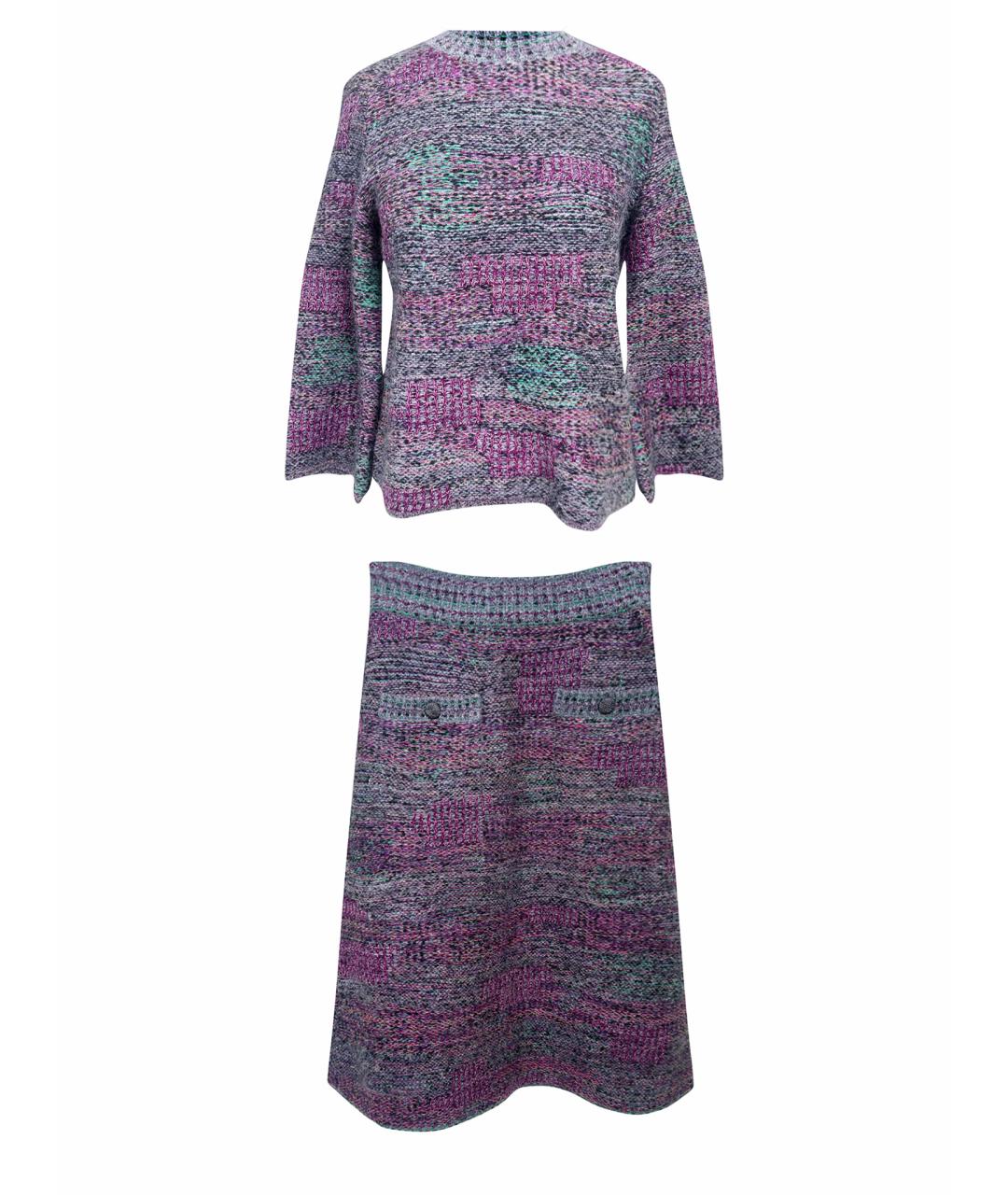 CHANEL PRE-OWNED Фиолетовый шерстяной костюм с юбками, фото 1